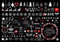 White and red Christmas Illustrations set, design elements