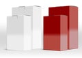 White And Red 3D Blank Package Open Box Set Royalty Free Stock Photo