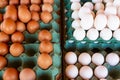 White and red eggs displayed for sale at a street fair Royalty Free Stock Photo