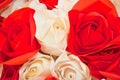 White and Red Fabric Roses Royalty Free Stock Photo