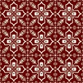 White-on-red floral pattern seamless background Royalty Free Stock Photo