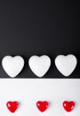 White and red hearts on black and white background Royalty Free Stock Photo