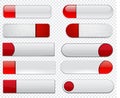 White and red high-detailed web buttons. Royalty Free Stock Photo