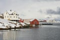 White & red house of Lofoten Royalty Free Stock Photo