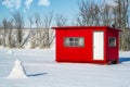 White and Red Ice Fishing Cabin in Ste-Rose