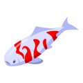 White red koi carp icon, isometric style Royalty Free Stock Photo