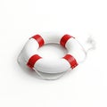 White and red life ring with rope on white background Royalty Free Stock Photo