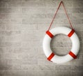 White and red lifebuoy at background Royalty Free Stock Photo