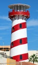 White and red lighthouse in Los Cabos Mexico Royalty Free Stock Photo