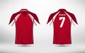 White and red lines layout football sport t-shirt, kits, jersey, shirt design template.