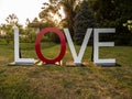 Love sign in white and red in Front Royal, Virginia, USA