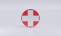 White and red medical sign or plus symbol, 3d render icon Royalty Free Stock Photo