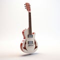 White And Red Model Electric Guitar In Troubadour Style