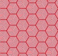 White on red multi hexagonal line pattern seamless repeat background Royalty Free Stock Photo