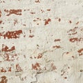 White Red Old Brick Painted Wall With Damaged Plaster