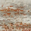 White Red Old Brick Painted Wall With Damaged Plaster Royalty Free Stock Photo