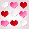 White red and pink valentine hearths from paper decoration element eps10