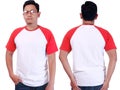 White Red Ringer Shirt Mockup Template