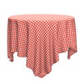 White and red round table cloth