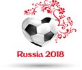 White and red Russia 2018 football world cup card.