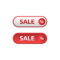 White and red sale button in neomorphism style. Royalty Free Stock Photo