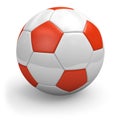 White-red soccerball. Closeup.