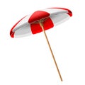 White and red striped beach umbrella. Highly realistic illustration Royalty Free Stock Photo