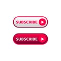 White and red subscribing button in neomorphism style.