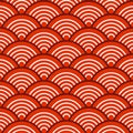 White Red Traditional Wave Japanese Chinese Seigaiha Pattern Background
