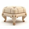 Realistic White Ottoman With Carved Legs - Retro Glamour Design