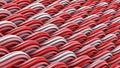 White and red wavy doodles ornament abstract 3D rendering