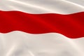 White-red-white flag historical symbol of Belarusians waving in the wind, realistic 3D rendering, 3D illustration