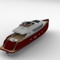 A white and red yacht, 3d rendering