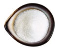 White refined beet sugar in ceramic bowl isolated Royalty Free Stock Photo