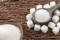 White refined sugar powder and cubes Royalty Free Stock Photo