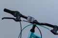 White reflector on the front handlebar of a kids bicycle Royalty Free Stock Photo