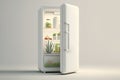 White refrigerator banner over white background. Three dimensional illustration. Royalty Free Stock Photo