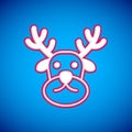 White Reindeer icon isolated on blue background. Merry Christmas and Happy New Year. Vector Royalty Free Stock Photo