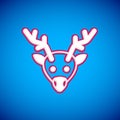 White Reindeer icon isolated on blue background. Merry Christmas and Happy New Year. Vector Royalty Free Stock Photo