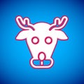 White Reindeer icon isolated on blue background. Merry Christmas and Happy New Year. Vector Royalty Free Stock Photo