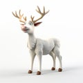 Cartoonish 3d Render Of A White Reindeer - Animated Illustration