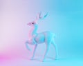 White reindeer in vibrant bold gradient holographic colors. Christmas and New Year minimal art concept