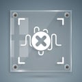 White Rejection voice recognition icon isolated on grey background. Voice biometric access authentication for personal