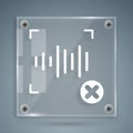 White Rejection voice recognition icon isolated on grey background. Voice biometric access authentication for personal