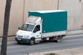 White Renault Master truck on road