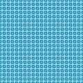 White repeat simple geometric seamless pattern on blue background. Drawing is composed of rough squares, circles and lines Royalty Free Stock Photo