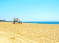 White rescue hut on a sandy beach, safe relax by the ocean, a be Royalty Free Stock Photo