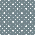 White retro polka dots different sizes on a vintage blue background. Seamless pattern