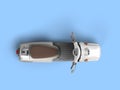 White retro vintage scooter personal transport for busines top view 3d render on blue background Royalty Free Stock Photo