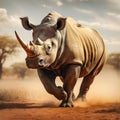 White Rhino bull  Made With Generative AI illustration Royalty Free Stock Photo
